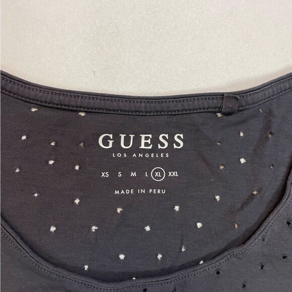 Guess Savage Graphic T-shirt Men Slim Fit XL Black Distressed - Picture 4 of 6